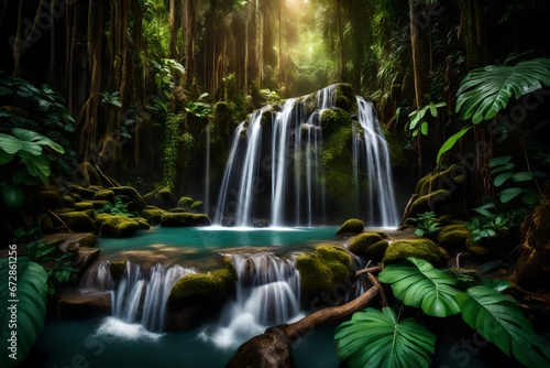 waterfall in the jungle © zooriii arts