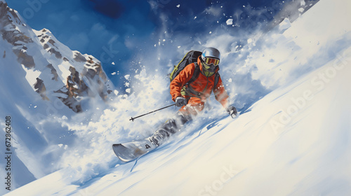 skier in the mountains