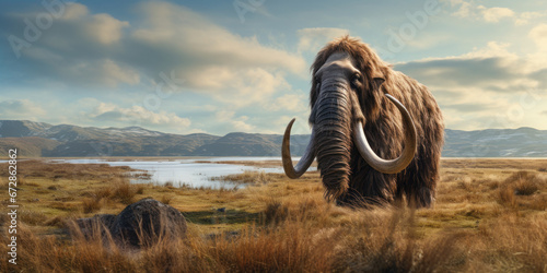 Majestic mammoth in natural habitat. photo