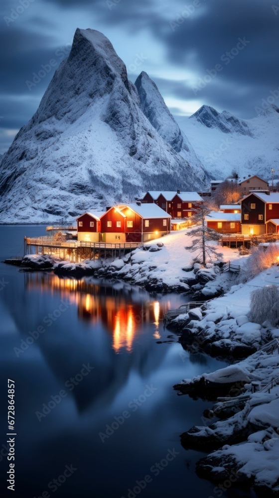 Beautiful snowy landscape of Norway