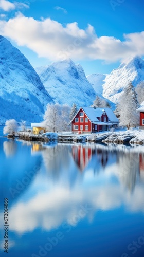 Beautiful snowy landscape of Norway