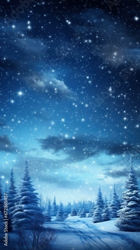 Beautiful Surreal Winter Night and Starry Sky © Sohaib q