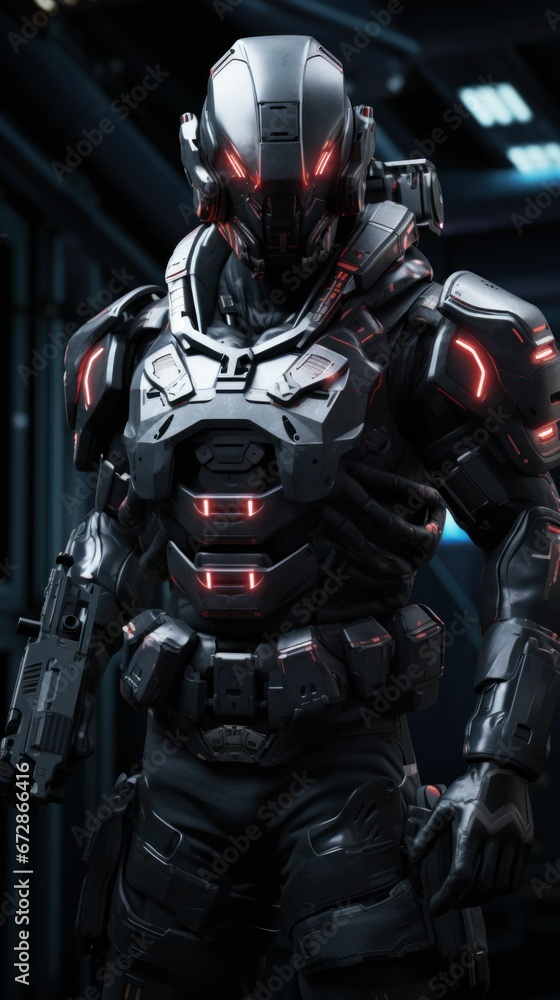 Futuristic Cyber Robot in War with Advanced Weapon Futuristic Cyber Robot in War with Advanced Weapon