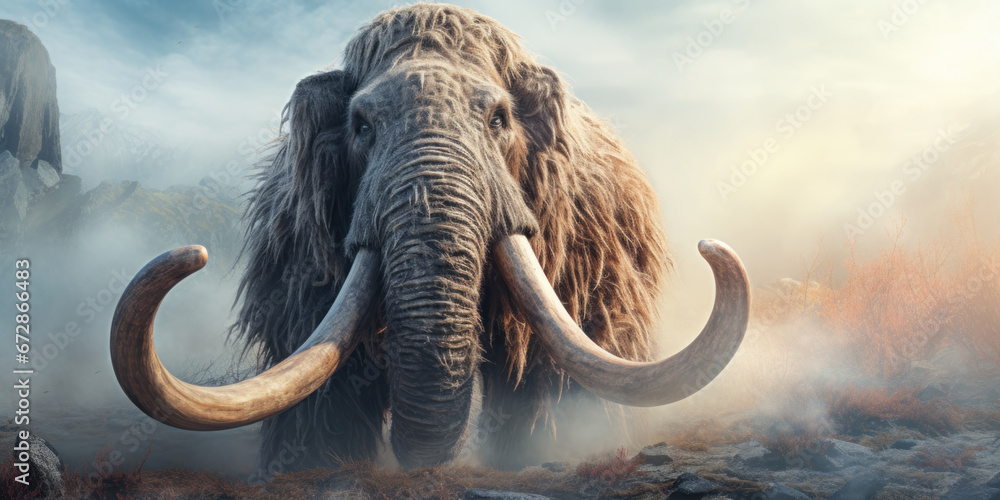 Obraz premium Stunning detail realistic mammoth depiction.