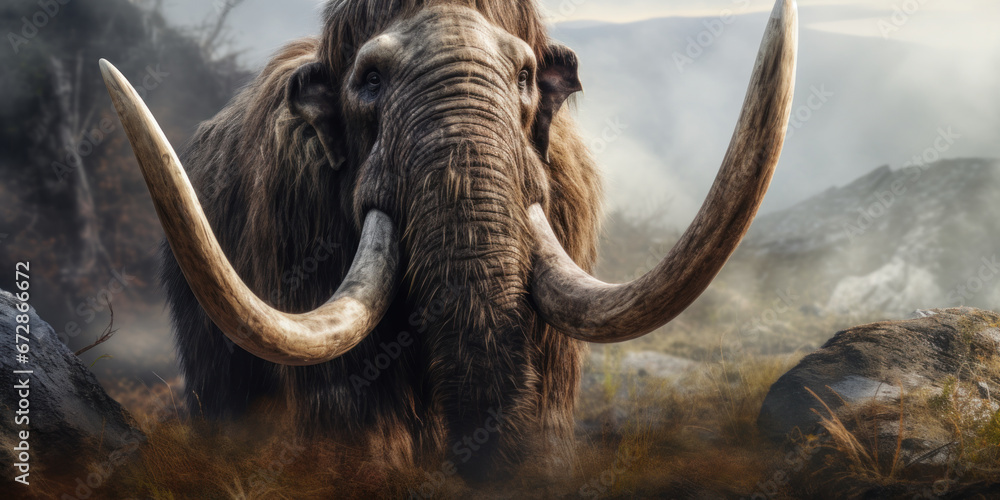 Obraz premium Detailed prehistoric mammoth.