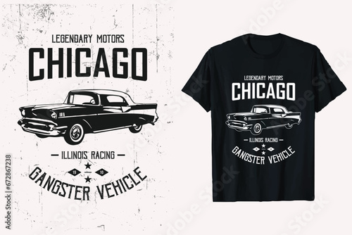 American old classic car vector t-shirt design. vintage vehicle cars t shirt. print black background t-shirt graphic.