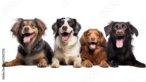 Dogs isolated on transparent or white background generative ai