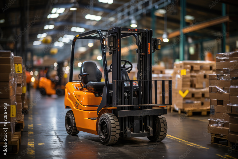 Forklift in the warehouse