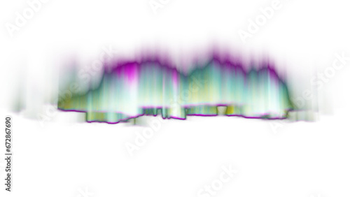 Aurora northern, polar and southern lights on transparent background. Aurora polaris, borealis and australis with green, blue, pink and purple neon lights, shining rays and swirls photo