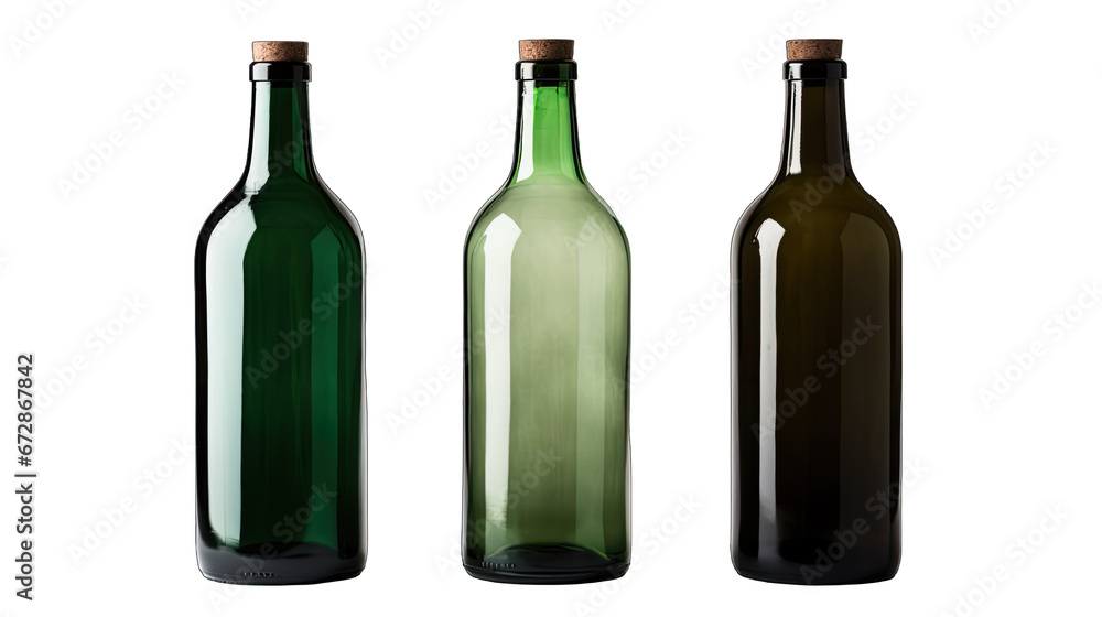 Different bottles isolated on transparent or white background generative ai Different bottles isolated on transparent or white background generative ai