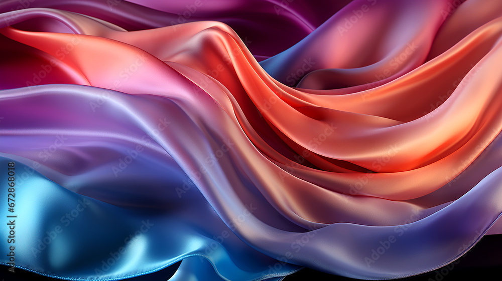 Colorful abstract gradient glowing wavy fabric stripes