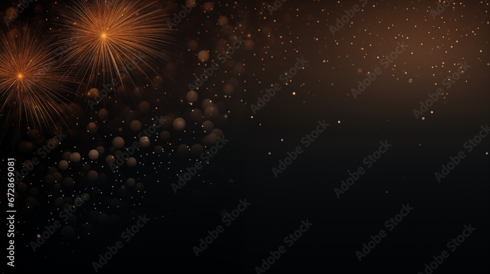 Tło na życzenia - fajerwerki na niebie w Sylwestrową noc - huczne świętowanie. Szczęśliwego Nowego Roku - obrazy, fototapety, plakaty 