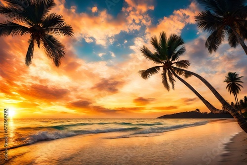 sunset over the beach © zooriii arts