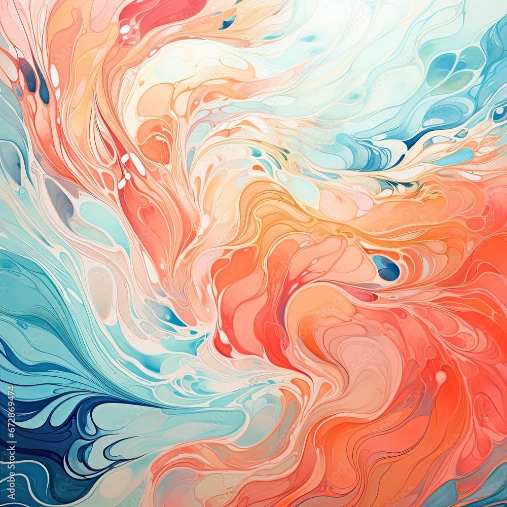 Fototapeta premium Aqua and coral waves undulating like a living coral reef