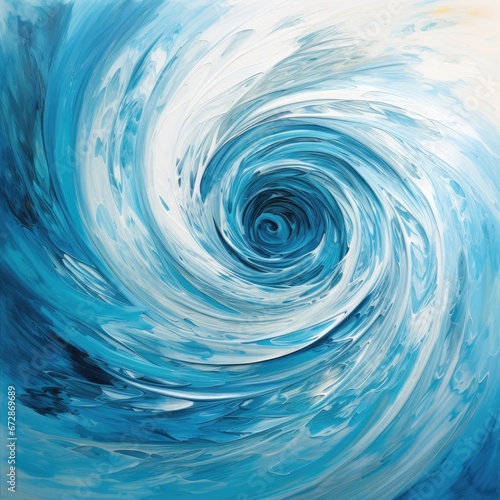 Swirling cerulean vortex with shimmering silver accents