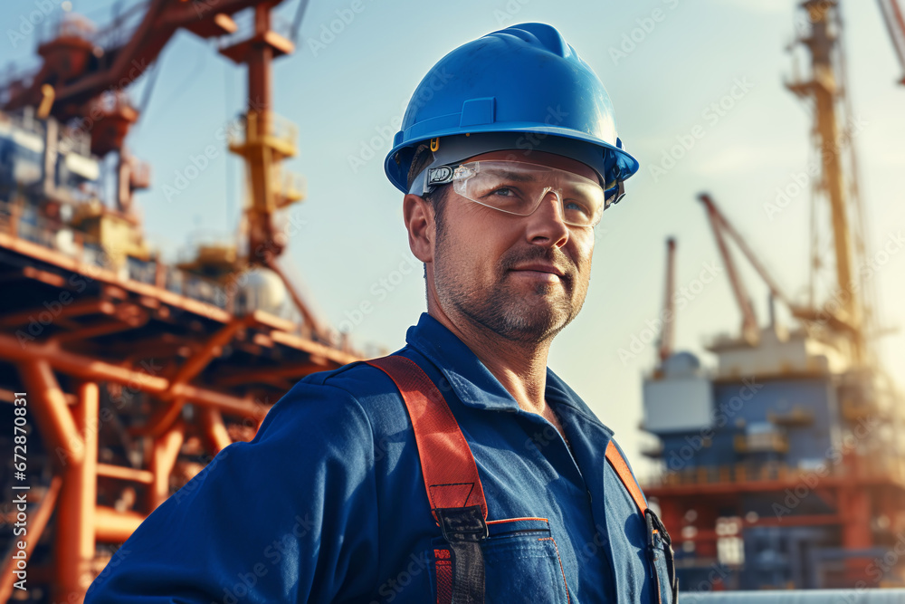 Attractive oil worker at work on a drilling rig Attractive oil worker at work on a drilling rig