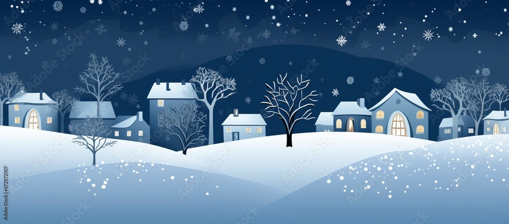 Monochrome christmas village snow falling, christmas village in the snow. Winter village landscape. Celebrate the Christmas and New Year holidays Christmas card. Christmas concept, background wallpape