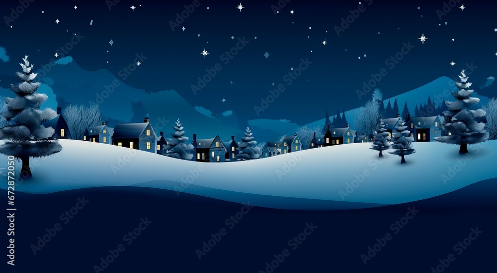 Monochrome christmas village snow falling, christmas village in the snow. Winter village landscape. Celebrate the Christmas and New Year holidays Christmas card. Christmas concept, background wallpape