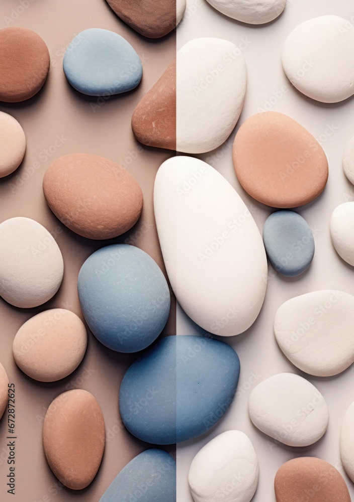Composition with pebbles in pastel tones Composition with pebbles in pastel tones