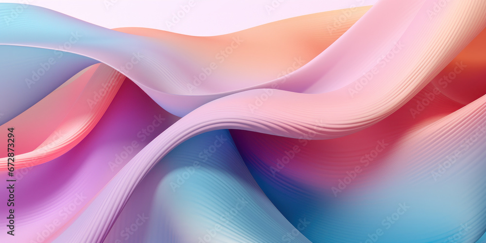 Fototapeta premium Elegant wavy formations of ribbons in a surreal 3D.