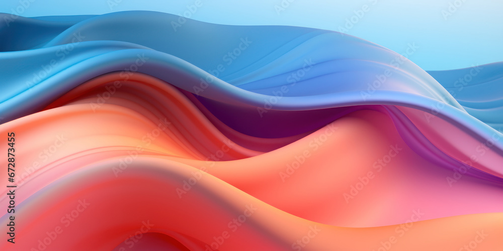 Fototapeta premium Elegant wavy formations of ribbons in a surreal 3D.