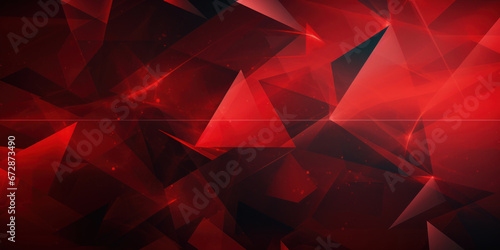 Luminous red abstract with layered geometric patterns.