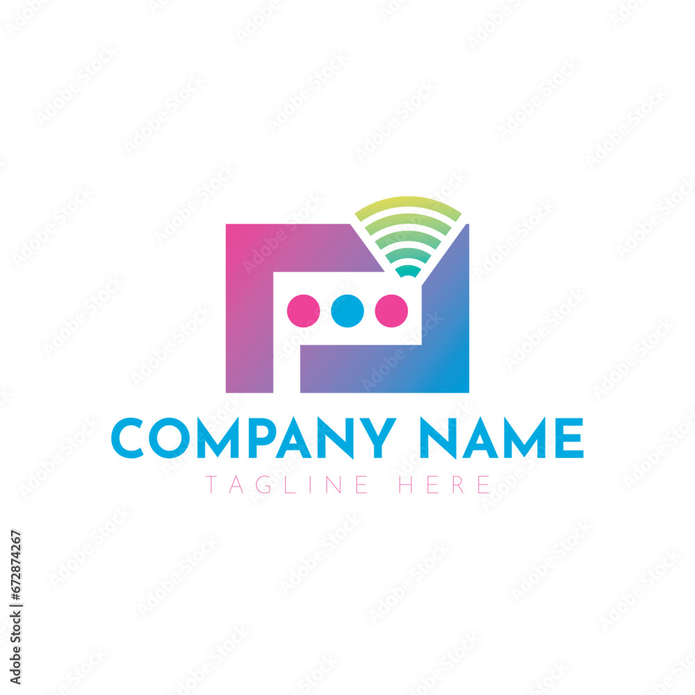 Social communication chat logo design template