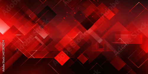 Luminous red abstract with layered geometric patterns.