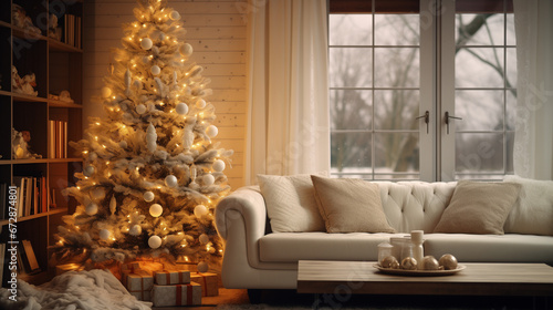 Festive Christmas Tree beautifully decorated for the Christmas Season Christmas Fir Tree Christmas Spirit