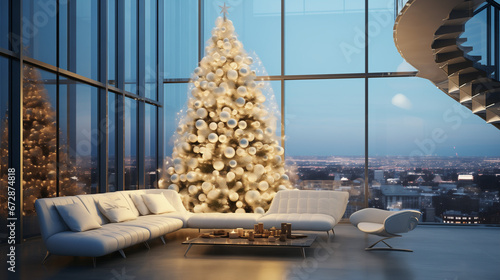 Festive Christmas Tree beautifully decorated for the Christmas Season Christmas Fir Tree Christmas Spirit