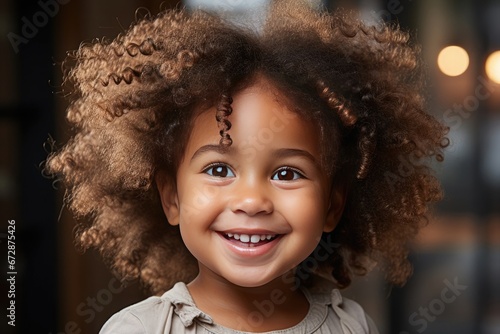 portrait or close-up of a beautiful and cheerful african american girl