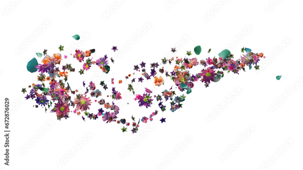 Pink flower petals failing down on transparent background Pink flower petals failing down on transparent background