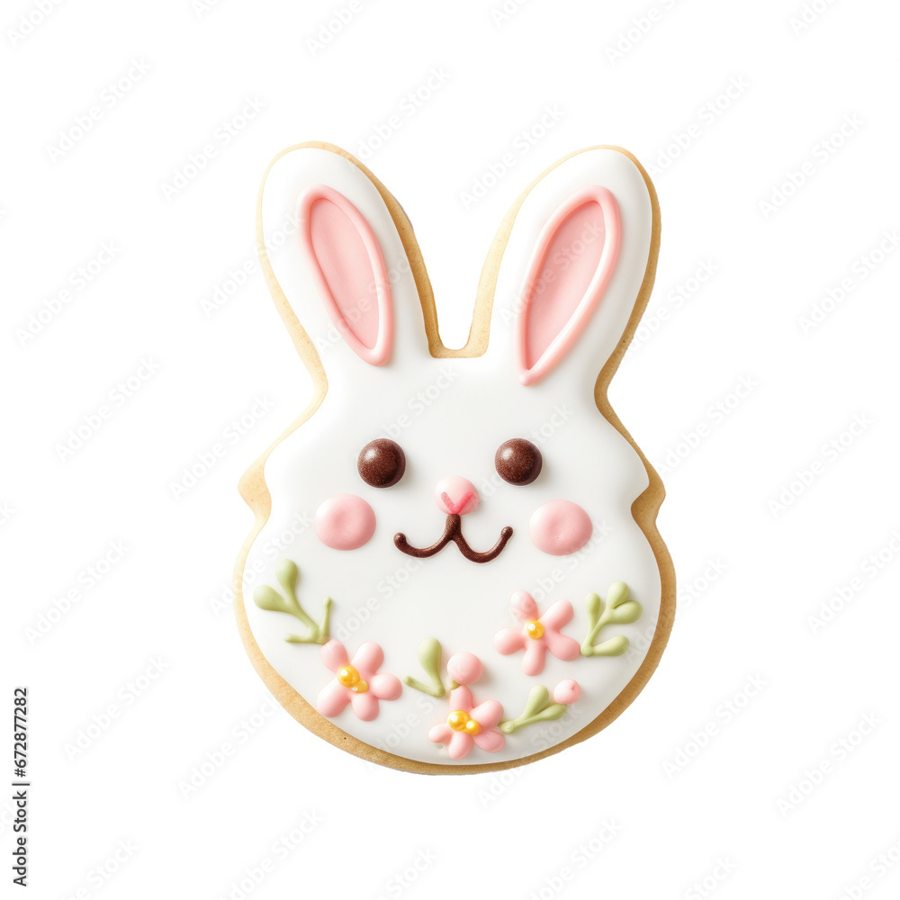 Fototapeta premium Easter Bunny Cookie Isolated on a Transparent Background