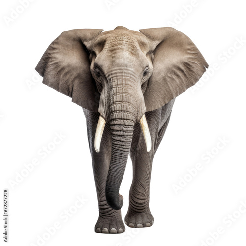 Elephant face shot on transparent background