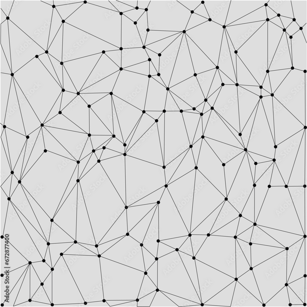 Low Poly Technology background, Seamless Patterns Outline Polygon with Connected Dots, Gray Background