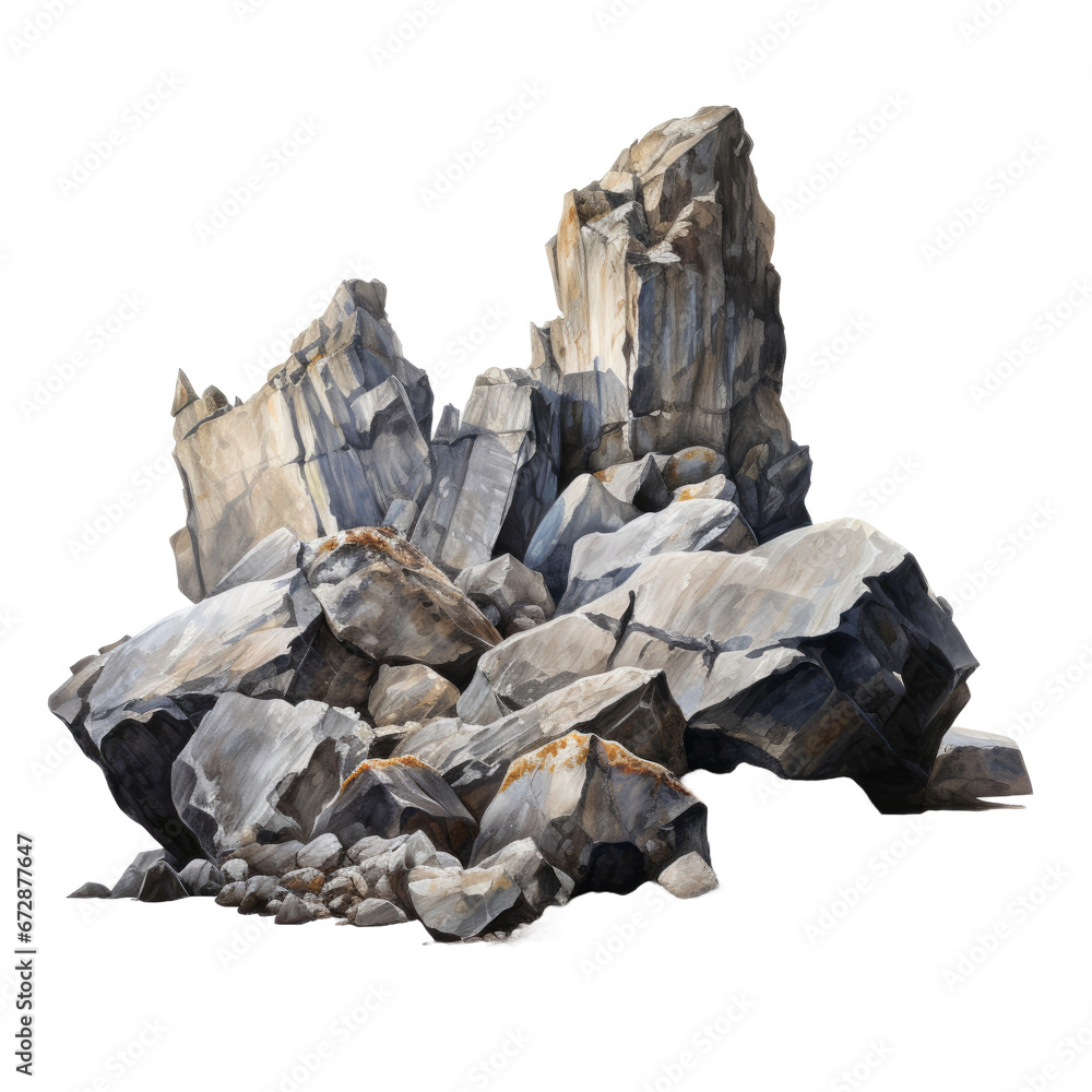 Icelandic rocks on transparent background