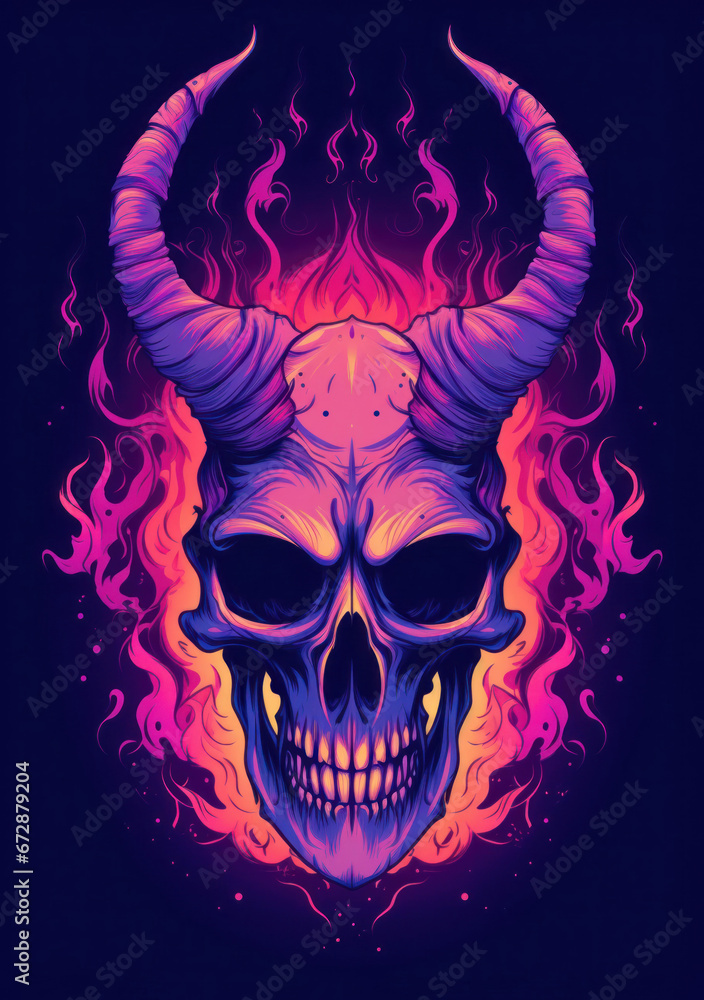 Fototapeta premium Vibrant flaming animal skull