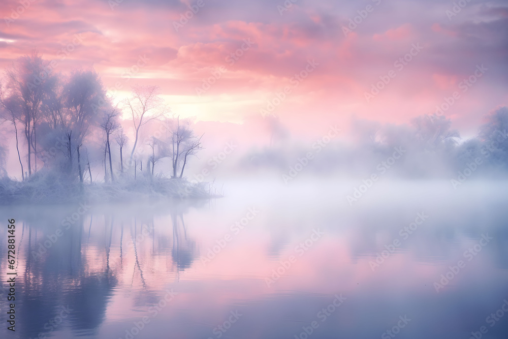 Fototapeta premium Ethereal Serenity Blend,where soft pastel hues like pinks, purples, and blues,merge gracefully to evoke a sense of tranquility and serenity.Generative AI