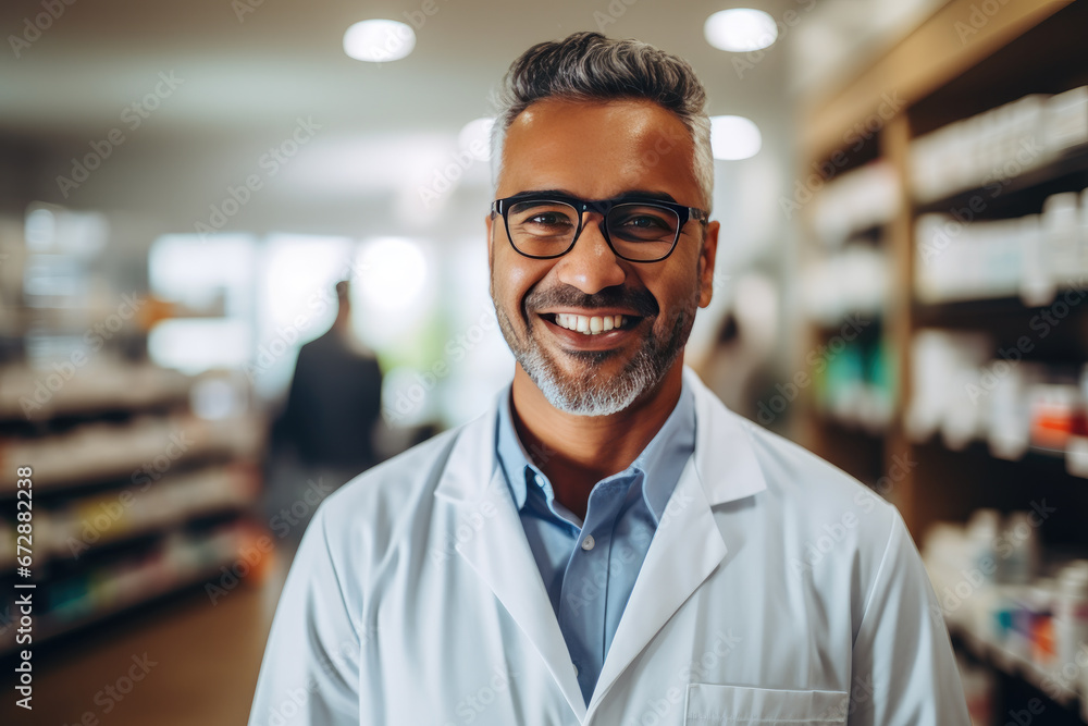 Obraz premium Pharmacist at the pharmacy.