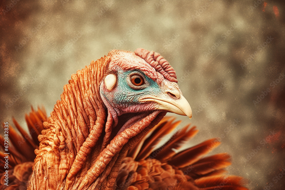 A photo of a wild turkey close up