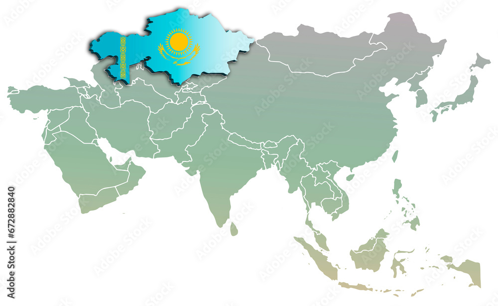 ASIA KAZAKHSTAN MAP ASIAN CONTINENT 3D MAP