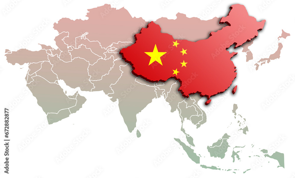 Obraz premium CHINA MAP ASIAN CONTINENT 3D MAP