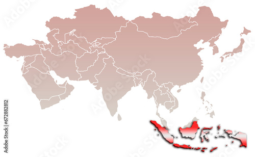 ASIA Indonesia MAP ASIAN CONTINENT 3D MAP