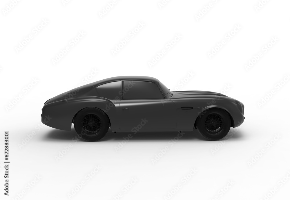 aston martin car side view with shadow 3d render