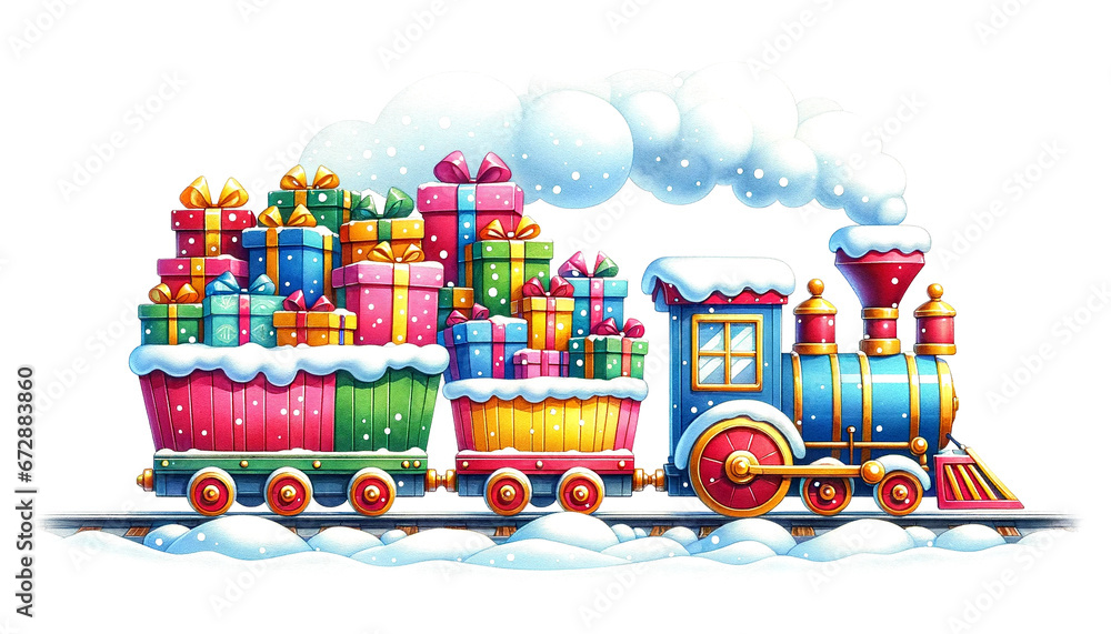 Christmas Train Loaded with Gifts