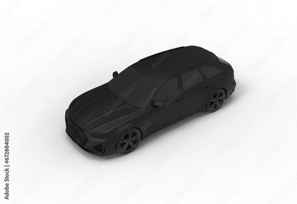 Audi car top view with shadow 3d render