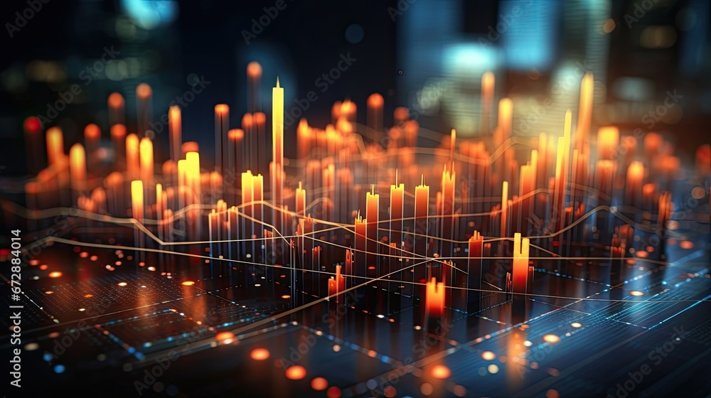 Data flow chart over big city Data flow chart over big city