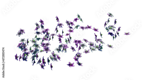 dried flowers and dry leaves flying on transparent background