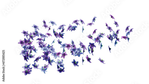 Petal and flowers flying on wind and falling in the air in spring season isolated on transparetn background photo