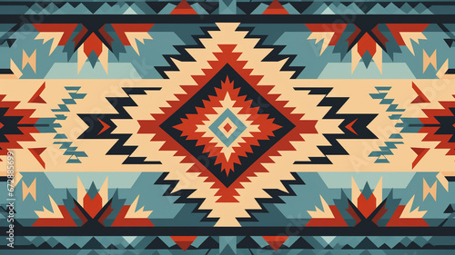 Colorful geometric ethnic pattern. 
Oriental, aztec and tribal traditional. seamless pattern or background banner photo
